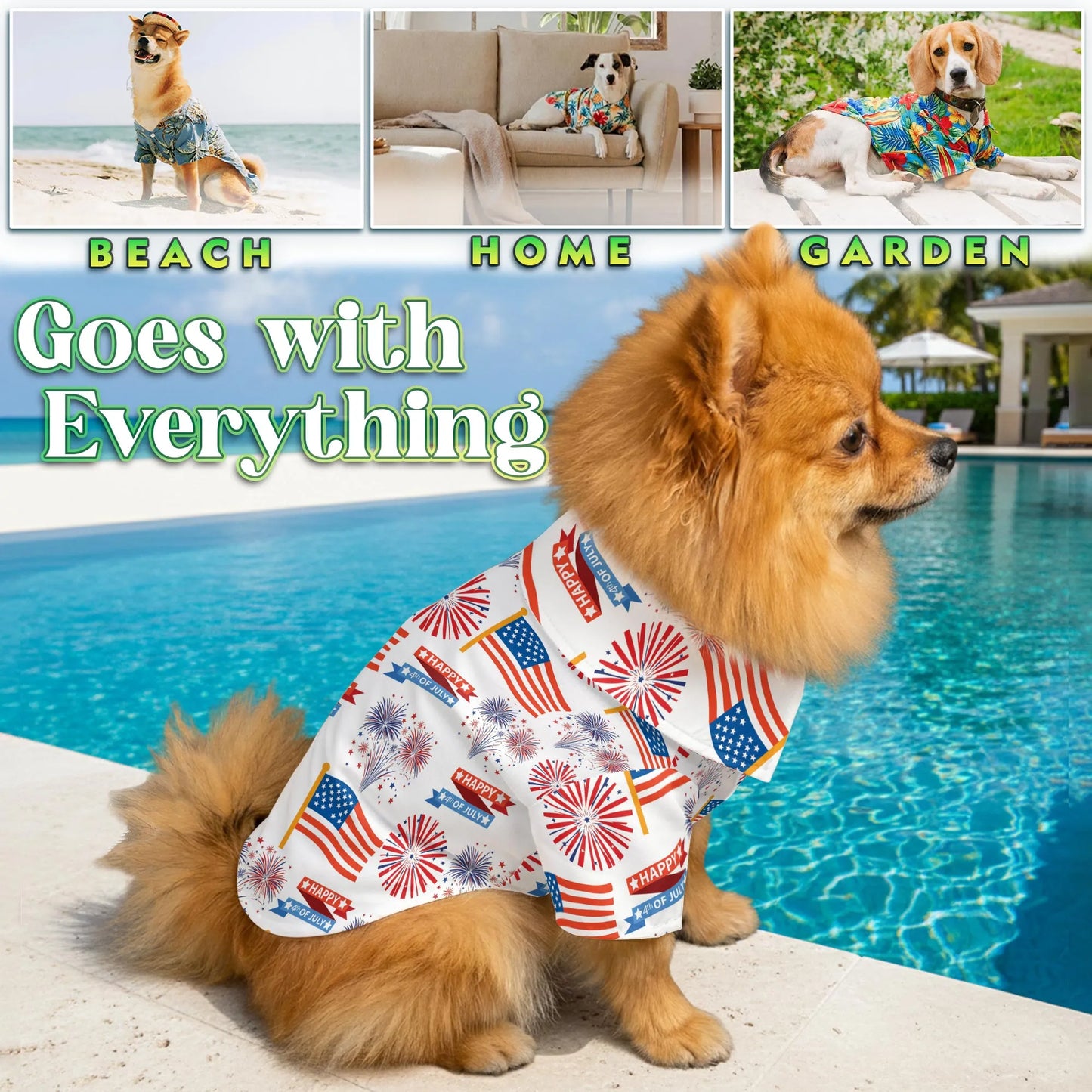 4th of July Patriotic American Matching Dog Owner Hawaiian Shirts, Funny Pet Aloha Shirt for Beach Vacation - Azhawaiian