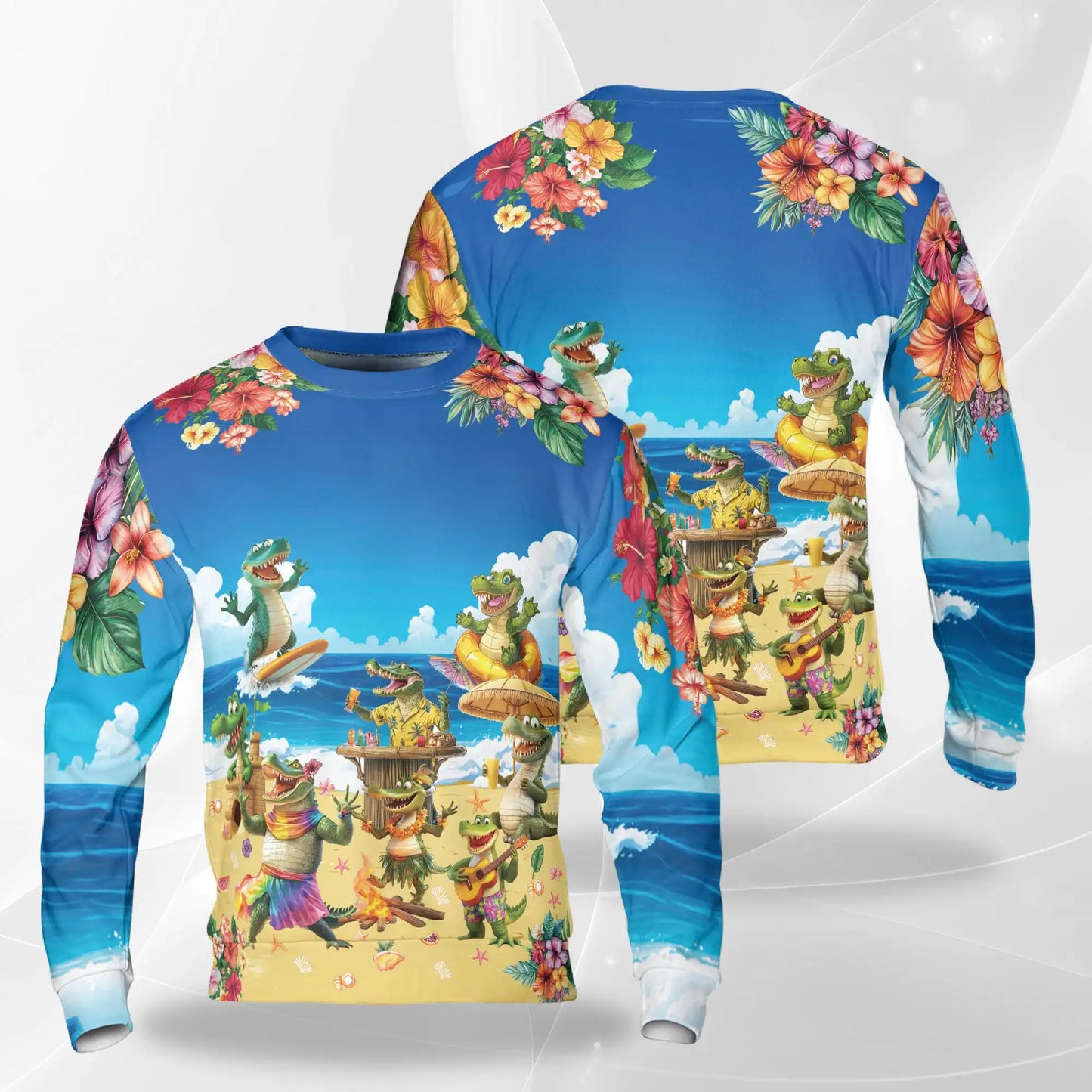 Crocodile Alligator Beach Sweatshirt – Tropical 3D All Over Print Design