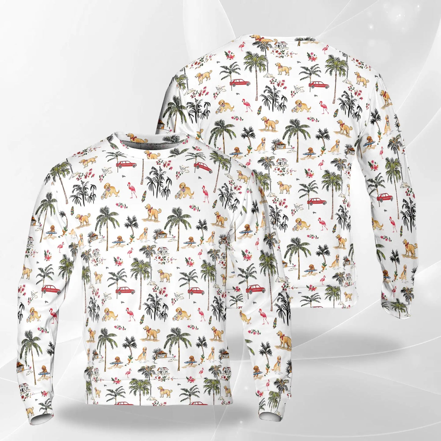 Golden Retriever Sweatshirt – Colorful Graphic 3D All Over Print Design