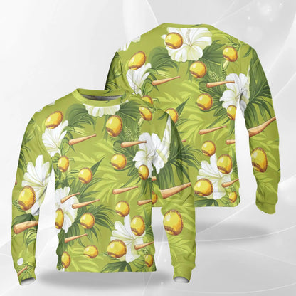 Green Softball Baseball Sweatshirt – Tropical 3D All Over Print Design