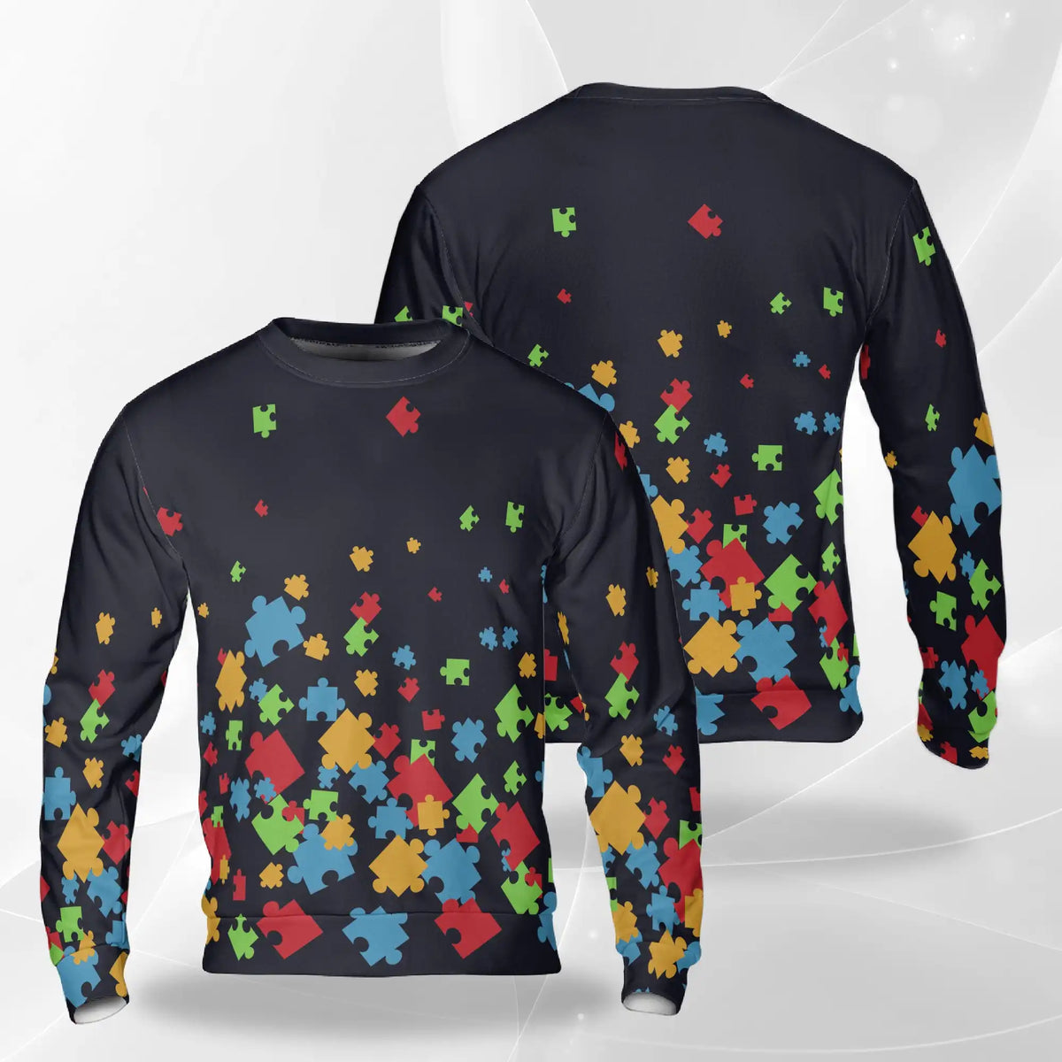Autism Awareness Black Sweatshirt – Colorful Graphic 3D All Over Print Design