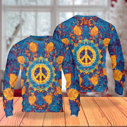 Hippie Peace Sweatshirt – Colorful Graphic 3D All Over Print Design