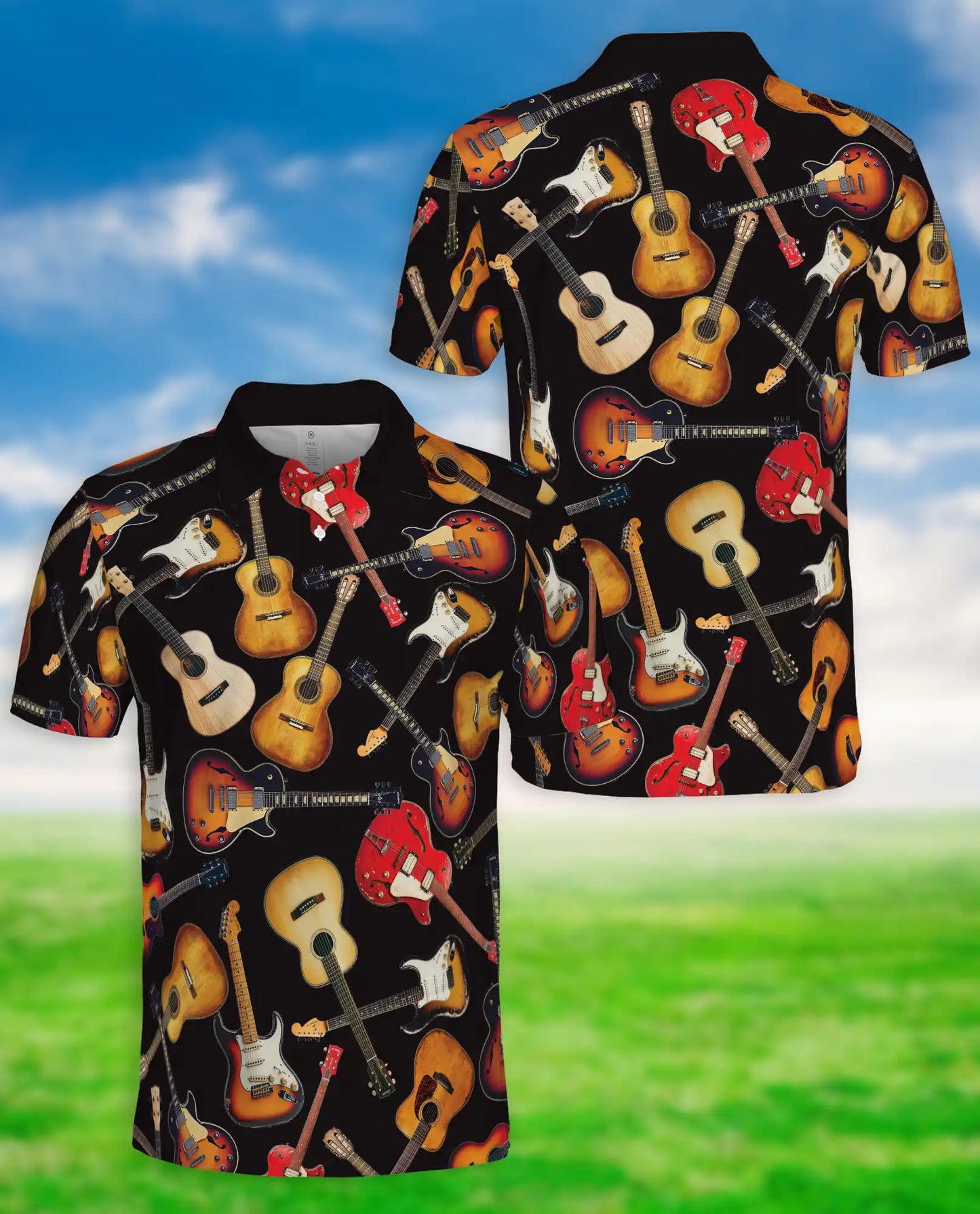 Guitar Music Polo Shirt | Azhawaiian
