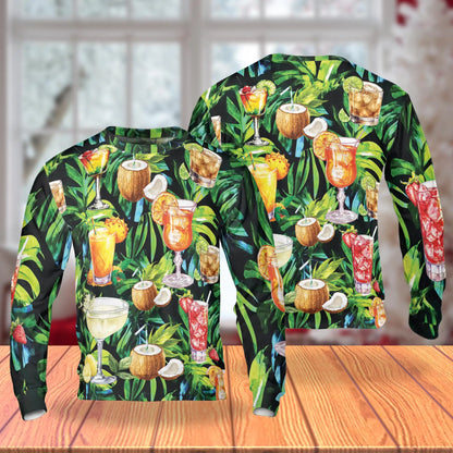 Cocktail and Fruit Summer Sweatshirt – Tropical 3D All Over Print Design