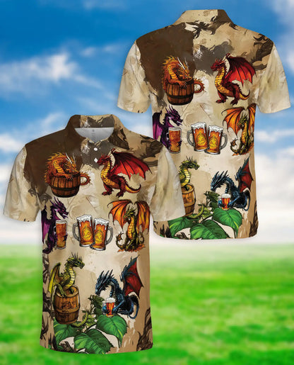 Dragon Beer Fantasy 3D Polo Shirt for Men | Azhawaiian