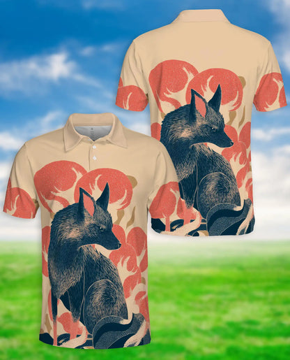 Scandinavian Fox Art Polo Shirt-Modern Woodland Wildlife Design | Azhawaiian