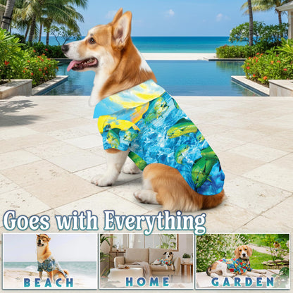 Mahi-Mahi Fish Fishing Matching Dog Owner Hawaiian Shirts, Funny Pet Aloha Shirt for Beach Vacation - Azhawaiian