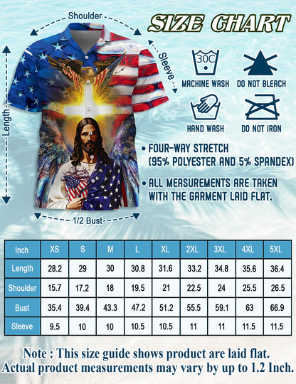America and Jesus Bless Matching Dog Owner Hawaiian Shirts, Funny Pet Aloha Shirt for Beach Vacation - Azhawaiian