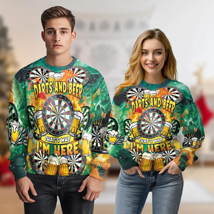 Darts and Beer Sweatshirt – Colorful Graphic 3D All Over Print Design
