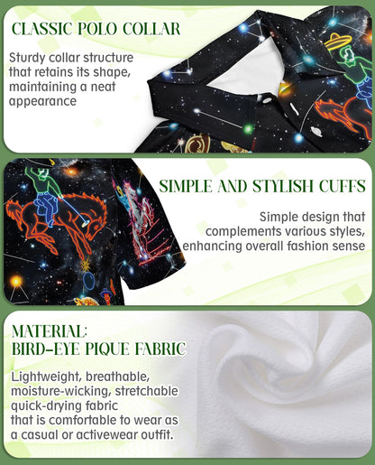 Cosmic Cowboy Polo Shirt, Neon Rodeo Galaxy Print | Azhawaiian