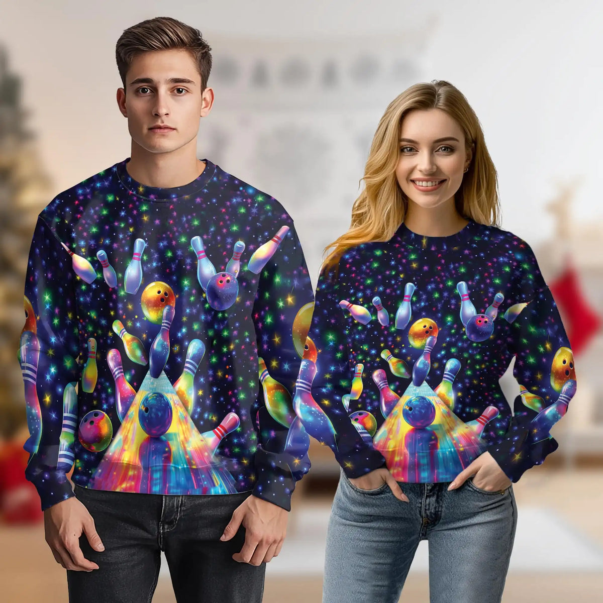 Bowling Pattern Sweatshirt – Colorful Graphic 3D All Over Print Design