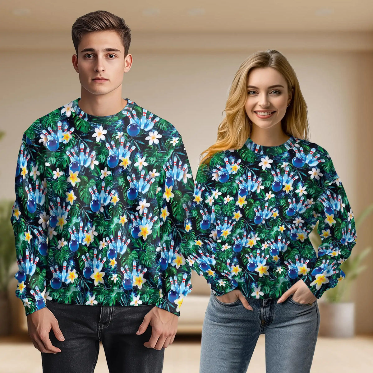 Tropical Plumeria Bowling Ball Sweatshirt – Tropical 3D All Over Print Design