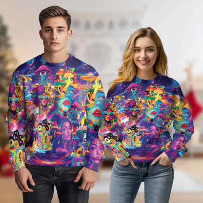 Beauty Hippie Mushroom Sweatshirt – Colorful Graphic 3D All Over Print Design