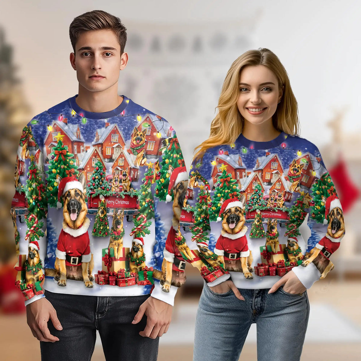 German Shepherd Merry Xmas Sweatshirt – Christmas 3D All Over Print Design