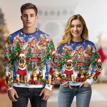 German Shepherd Merry Xmas Sweatshirt – Christmas 3D All Over Print Design