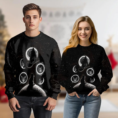 Black Cat Moonlight Sweatshirt – Colorful Graphic 3D All Over Print Design