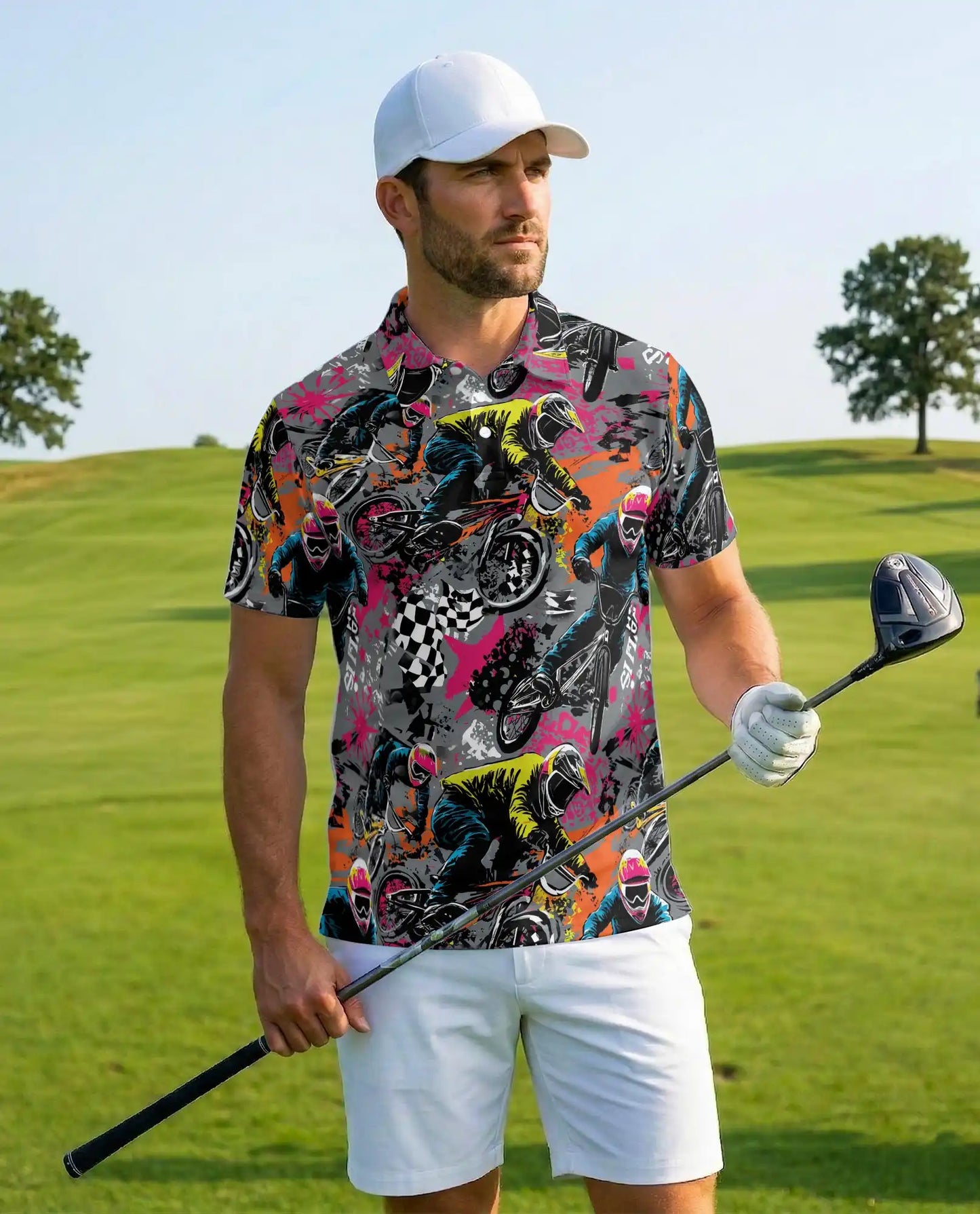 BMX Racing Polo Shirt - Extreme Cycling Adventure Style | Azhawaiian