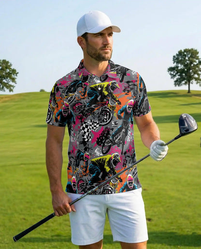 BMX Racing Polo Shirt - Extreme Cycling Adventure Style | Azhawaiian