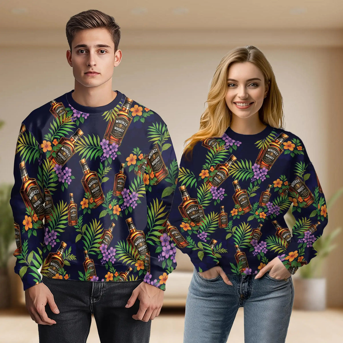 Tropical Bourbon Whiskey Sweatshirt – Tropical 3D All Over Print Design