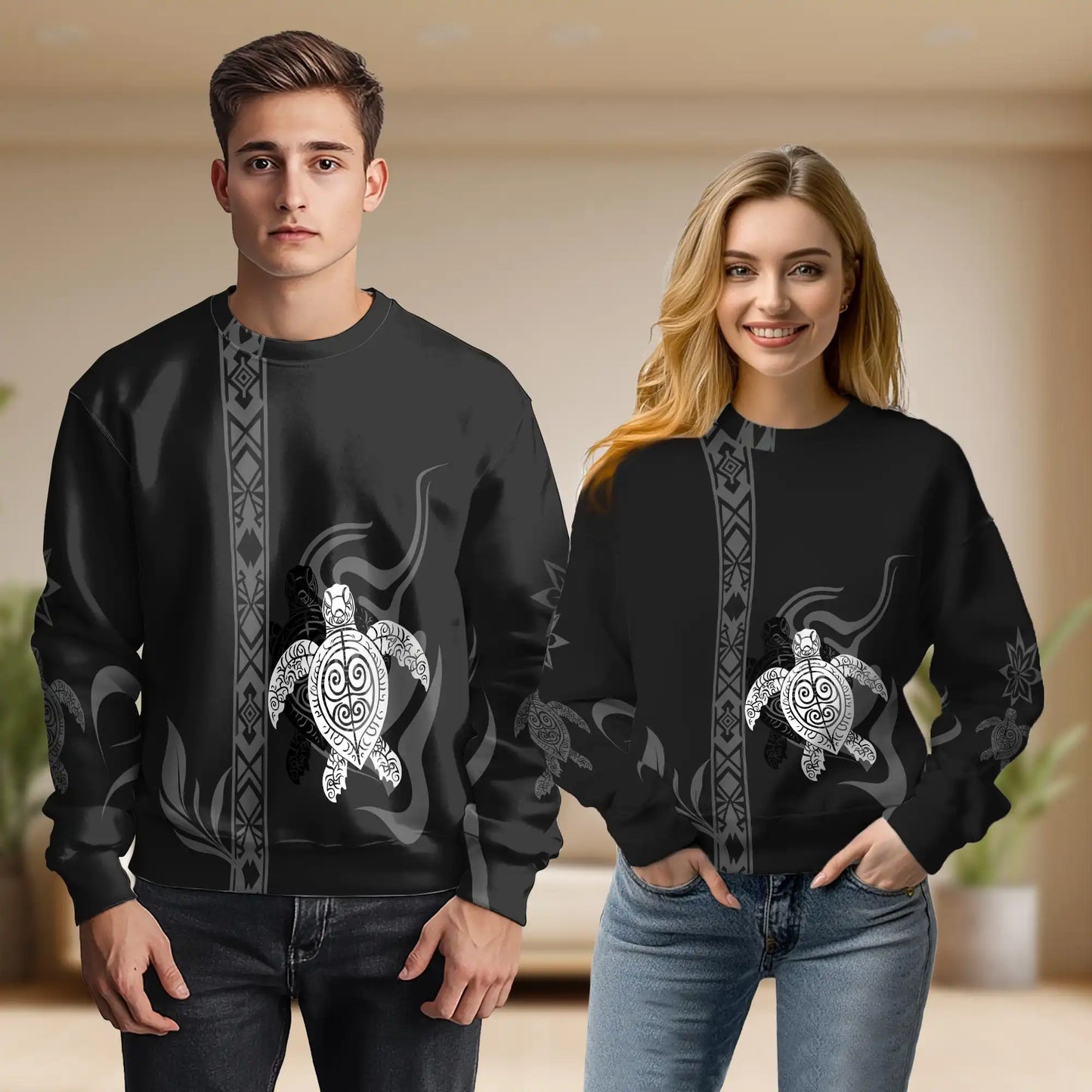 Black and White Turtle Sweatshirt – Colorful Graphic 3D All Over Print Design