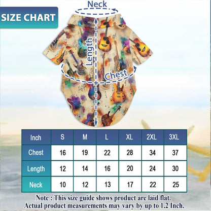 Vintage Guitar Matching Dog Owner Hawaiian Shirts, Funny Pet Aloha Shirt for Beach Vacation - Azhawaiian