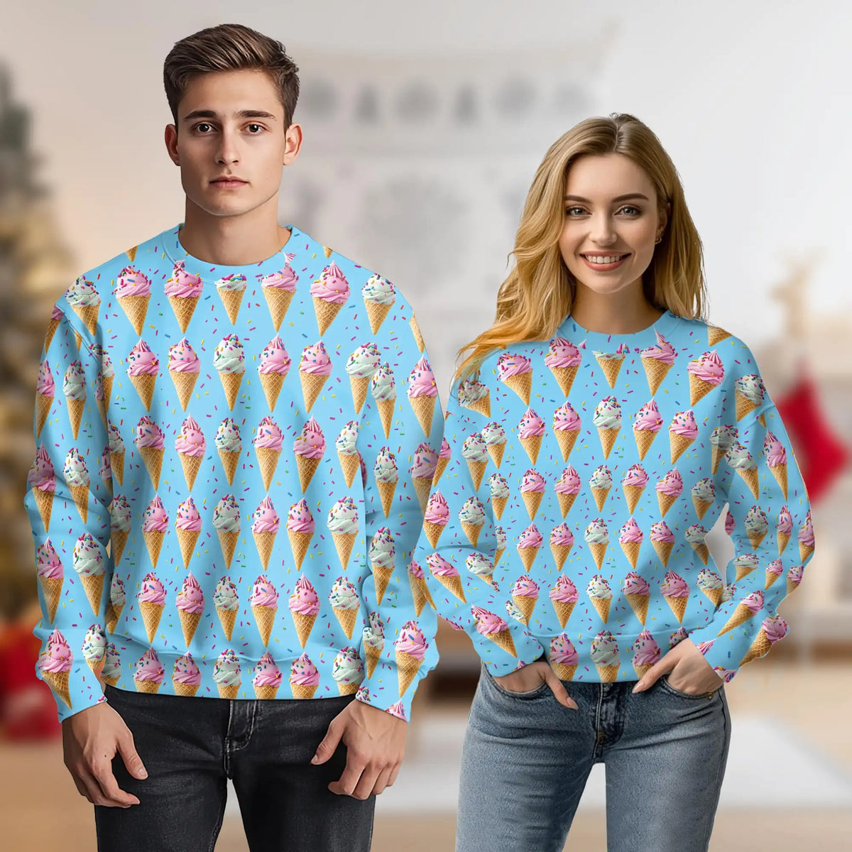 Ice Cream Pattern Sweatshirt – Colorful Graphic 3D All Over Print Design