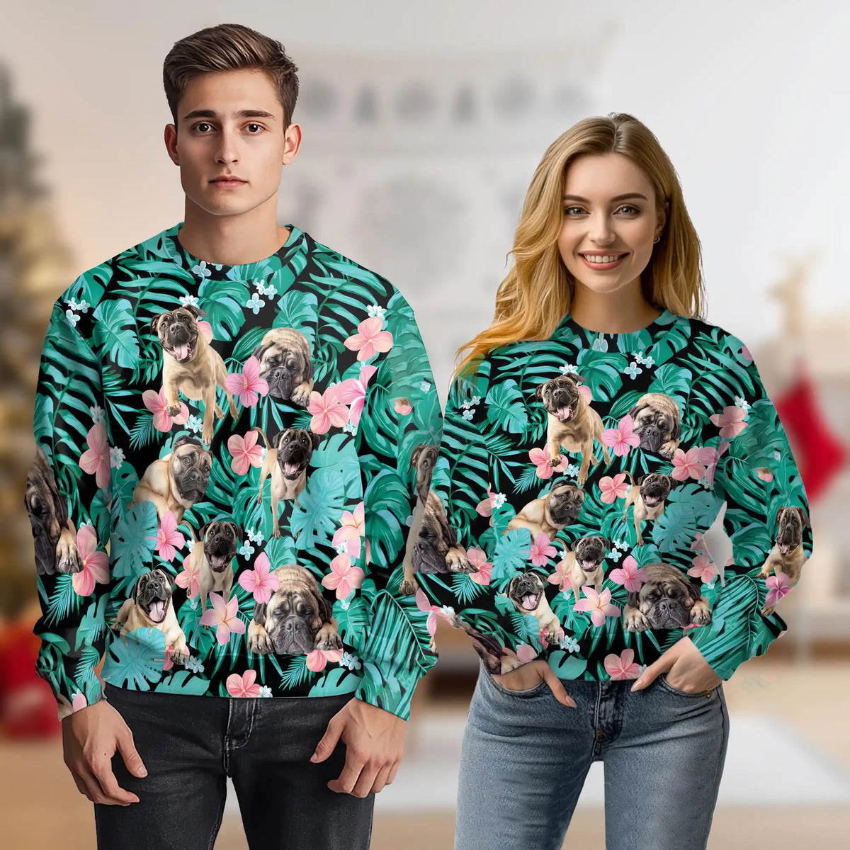 English Mastiff Summer Leaves Sweatshirt – Tropical 3D All Over Print Design