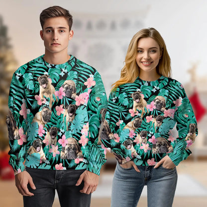 English Mastiff Summer Leaves Sweatshirt – Tropical 3D All Over Print Design