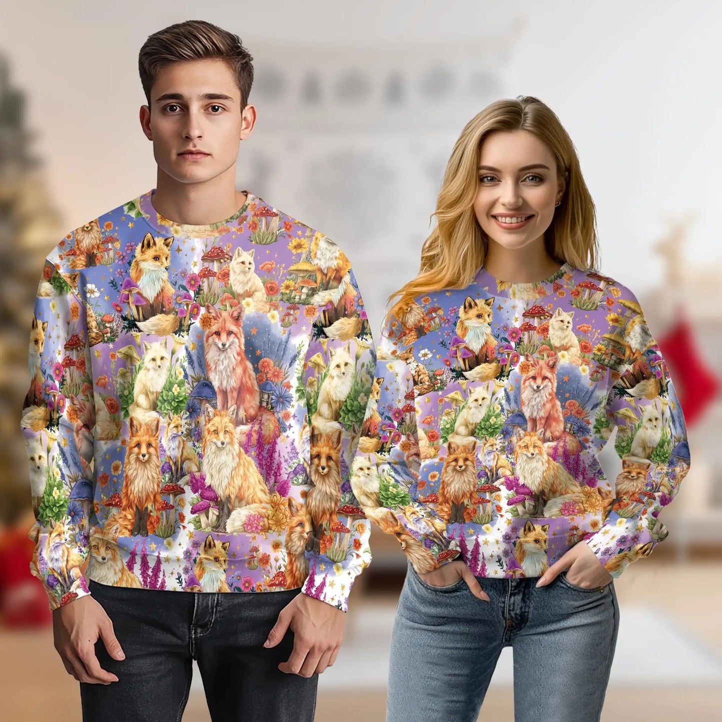 Fox Into Spring Sweatshirt – Colorful Graphic 3D All Over Print Design