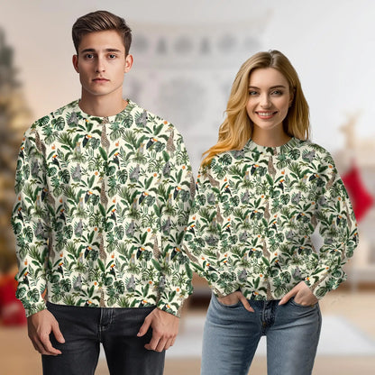 Botanical Jungle Animal Sweatshirt – Tropical Jungle 3D All Over Print Design