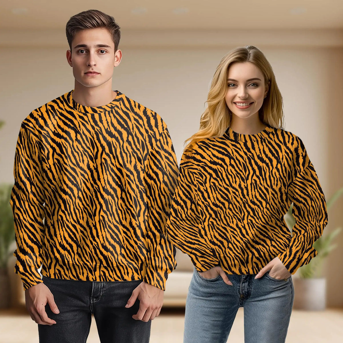 Tiger Print Sweatshirt – Colorful Graphic 3D All Over Print Design