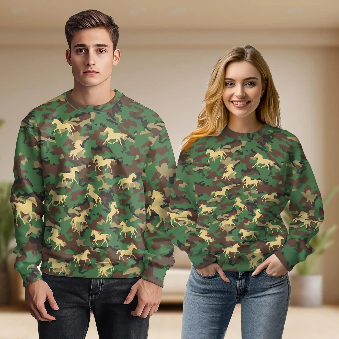 Horse Camo Sweatshirt – Colorful Graphic 3D All Over Print Design