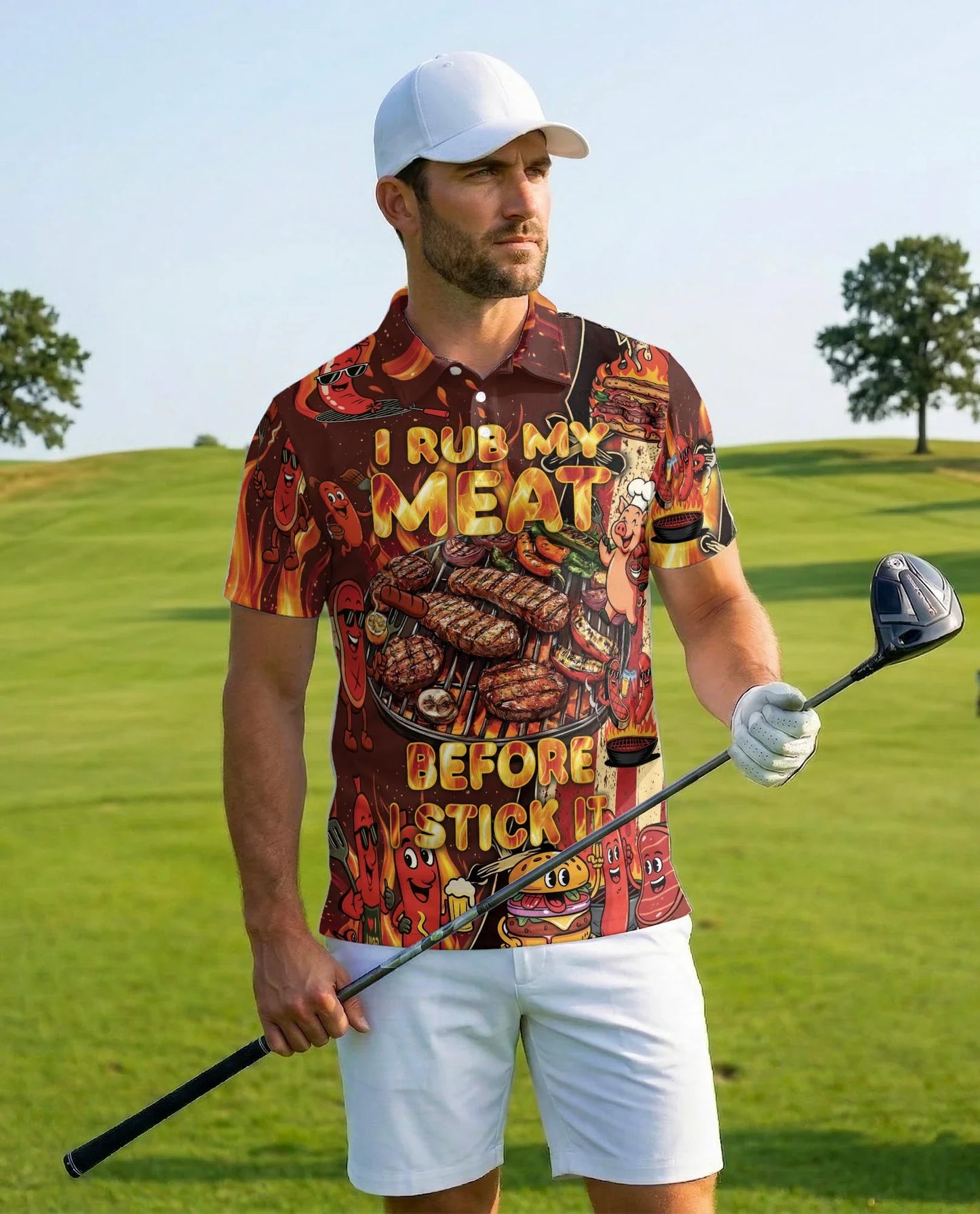Funny BBQ Grilling Polo Shirt for Men, Grill Master Style | Azhawaiian