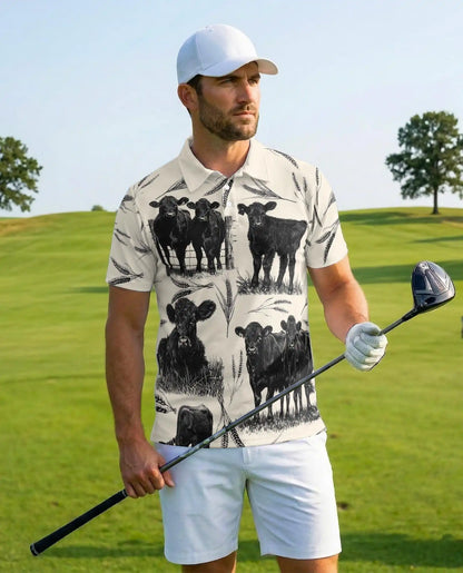 Black Angus Cattle Farm Polo Shirt-Rustic Ranch Country Design | Azhawaiian