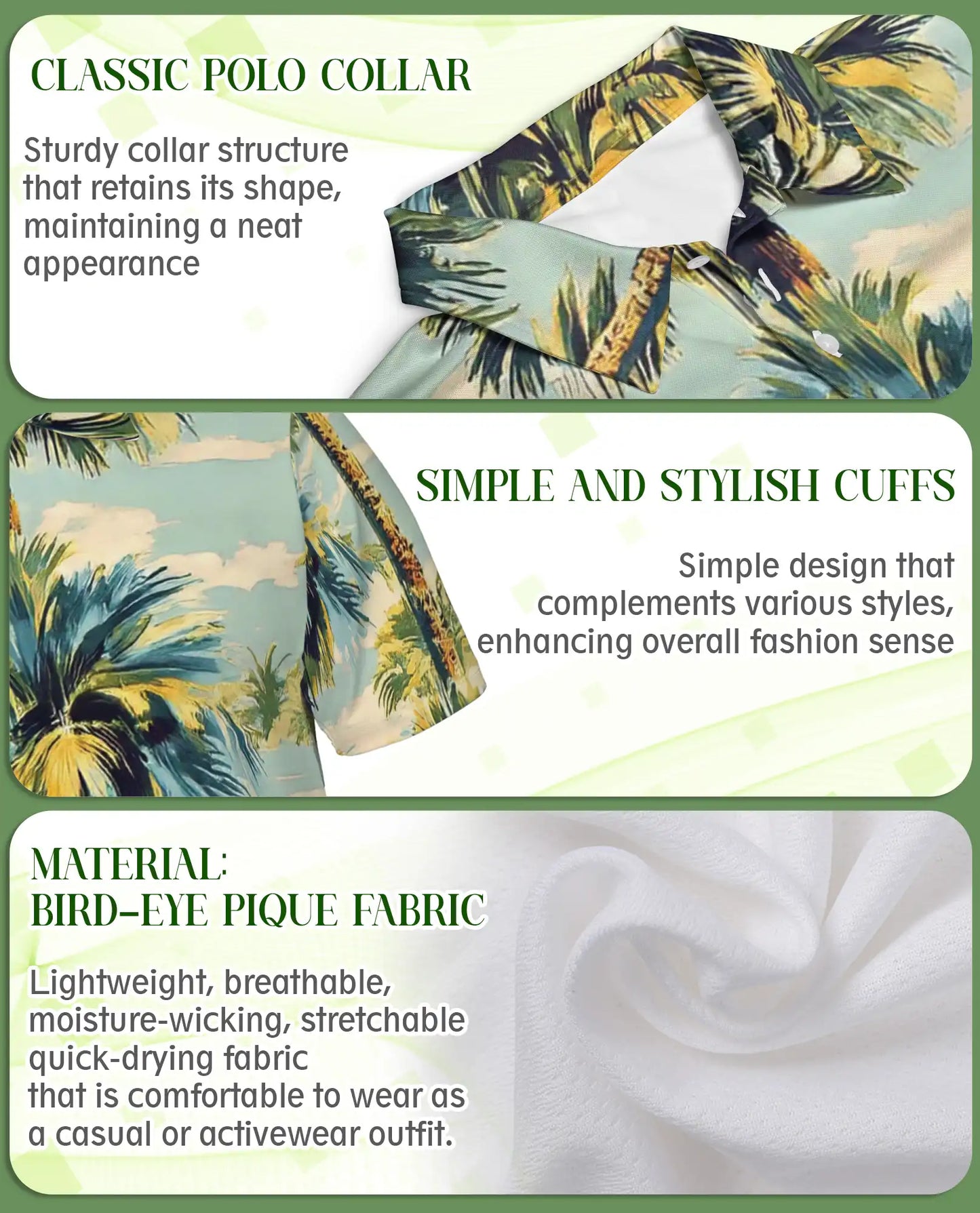 Palm Tree 3D Polo Shirt for Men, Vintage Tropical Beach Style | Azhawaiian
