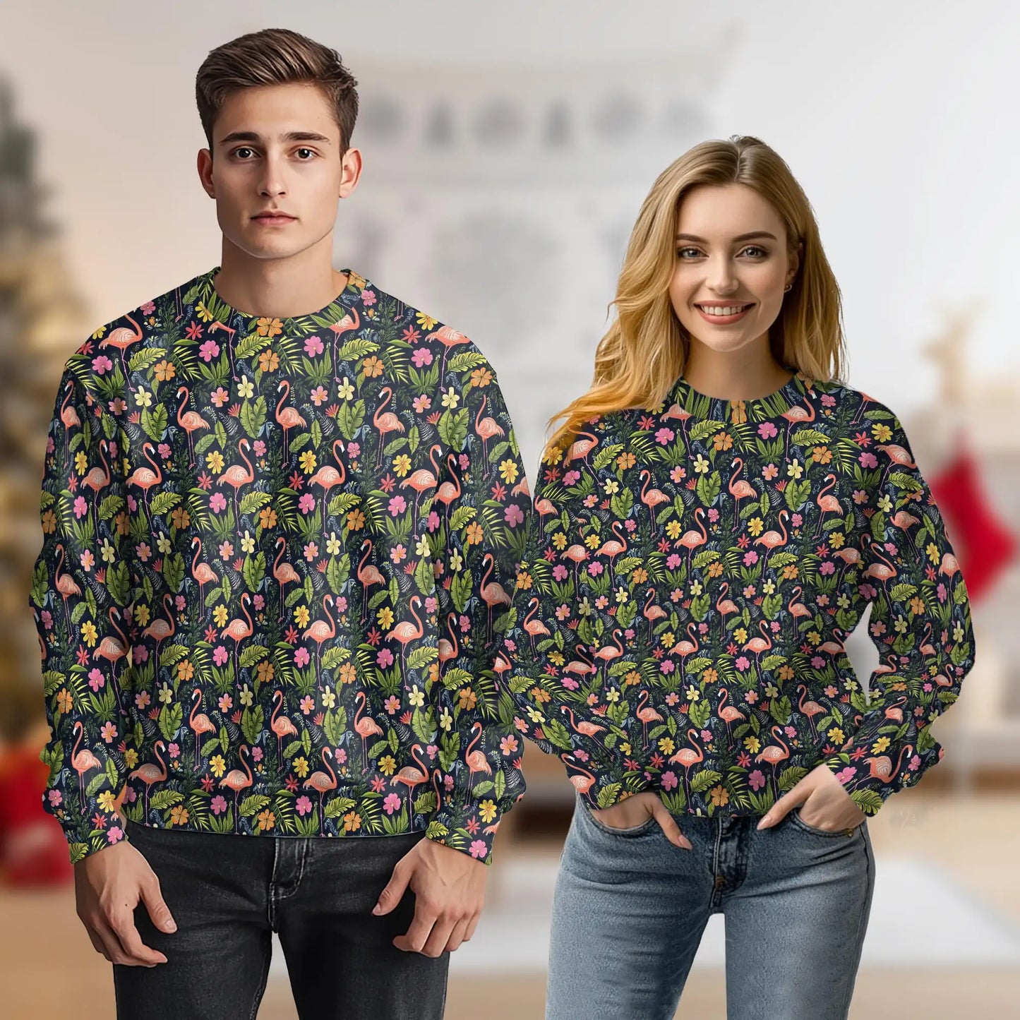Flamingo Retreat Sweatshirt – Tropical 3D All Over Print Design