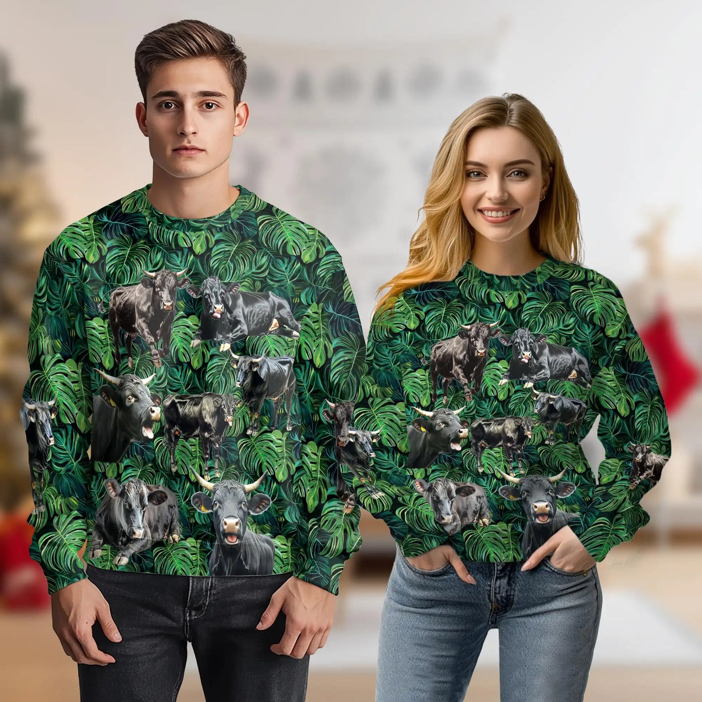 Angus Cattle Tropical Sweatshirt – Tropical 3D All Over Print Design