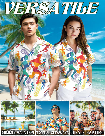 Running Hawaiian Shirt for Men, Button Down Aloha Shirt - Azhawaiian