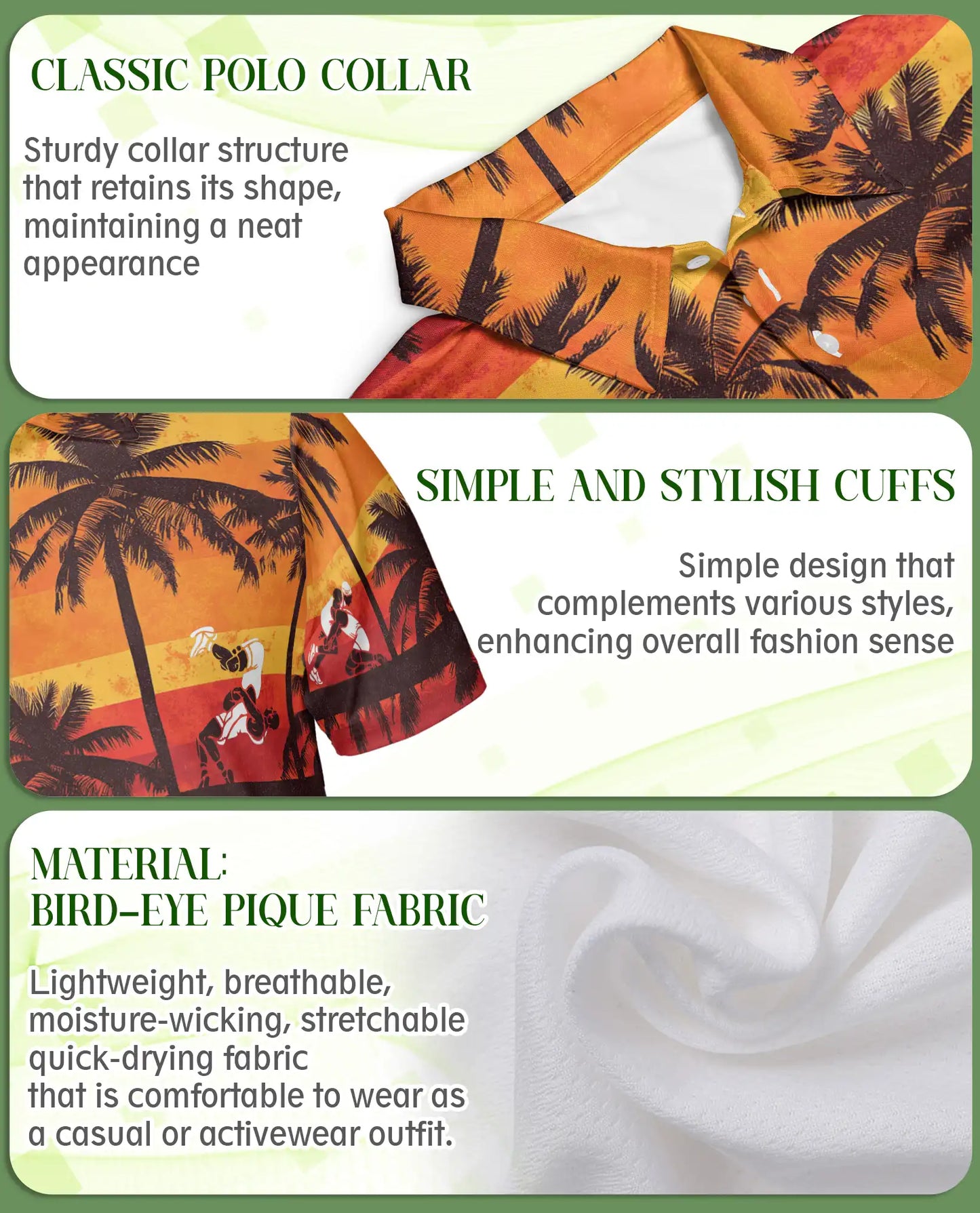 Sunset Hawaiian Surf Polo Shirt, Tropical Beach Style | Azhawaiian