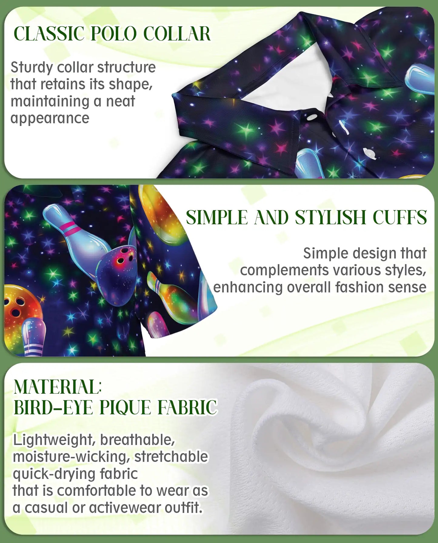 Galaxy Bowling 3D Polo Shirt for Men | Azhawaiian