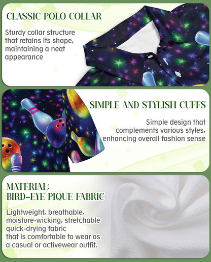 Galaxy Bowling 3D Polo Shirt for Men | Azhawaiian