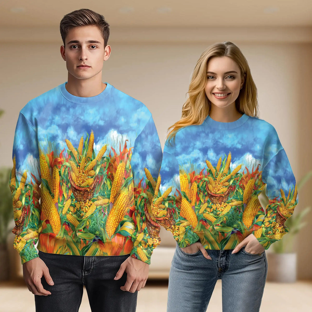 Corn Sweatshirt – Colorful Graphic 3D All Over Print Design