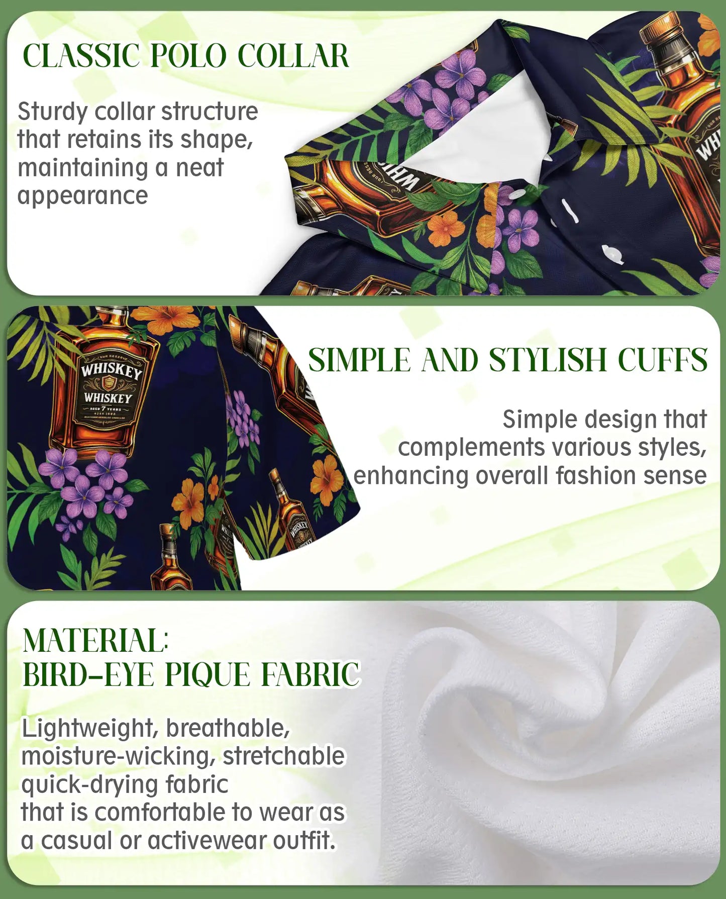 Whiskey Tropical Hawaiian Polo Shirt-Bourbon Floral Island Design | Azhawaiian