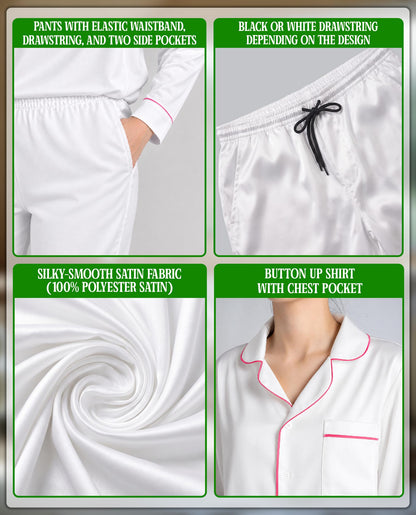 Halloween Ghost Pajama Set for Women, Spooky Pumpkin Holiday Sleepwear