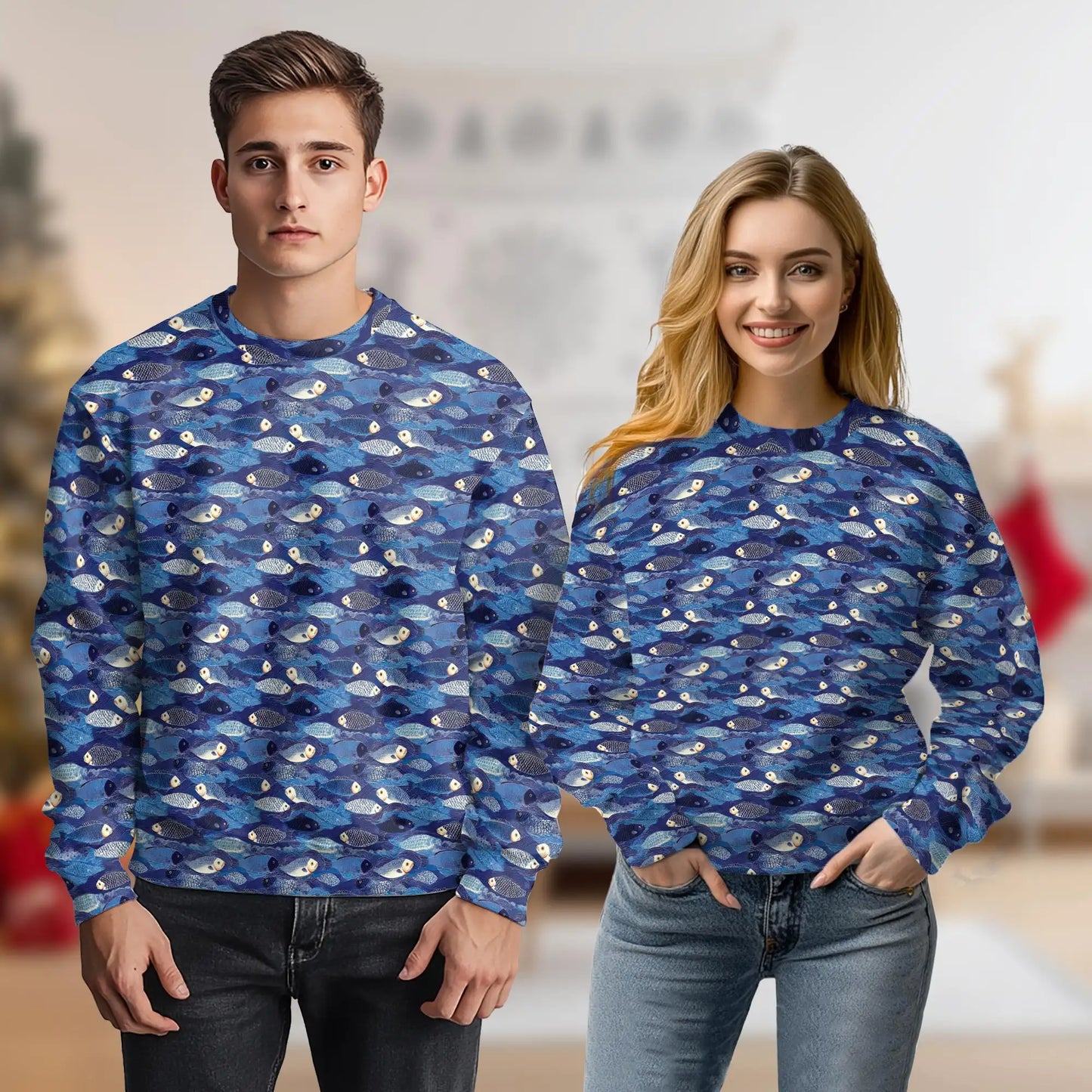 Japanese Fish Pattern Sweatshirt – Colorful Graphic 3D All Over Print Design