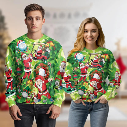 Santa Claus Golf Christmas Sweatshirt – Christmas 3D All Over Print Design