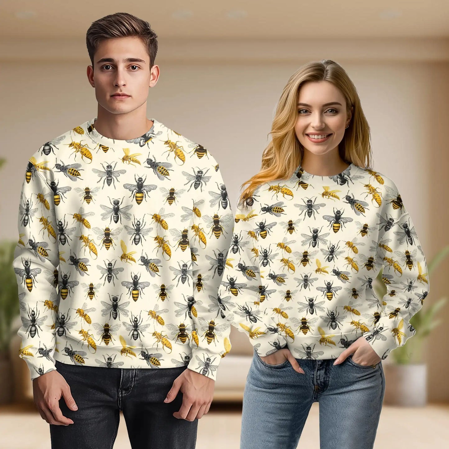 Vintage Honey Bee Sweatshirt – Vintage 3D All Over Print Design