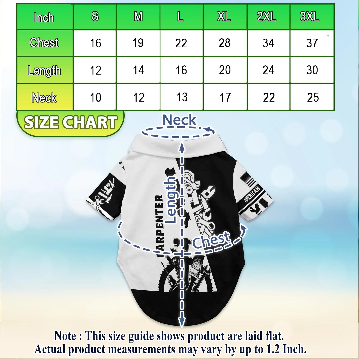 Carpenter Black White 3D Tools Matching Dog Owner Hawaiian Shirts, Funny Pet Aloha Shirt for Beach Vacation - Azhawaiian