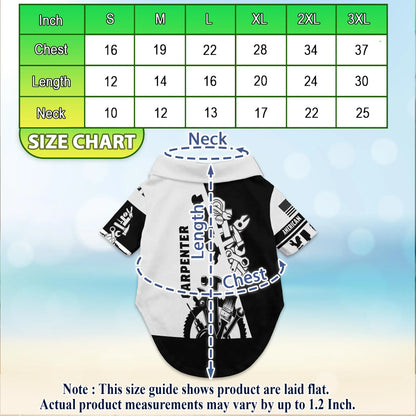 Carpenter Black White 3D Tools Matching Dog Owner Hawaiian Shirts, Funny Pet Aloha Shirt for Beach Vacation - Azhawaiian