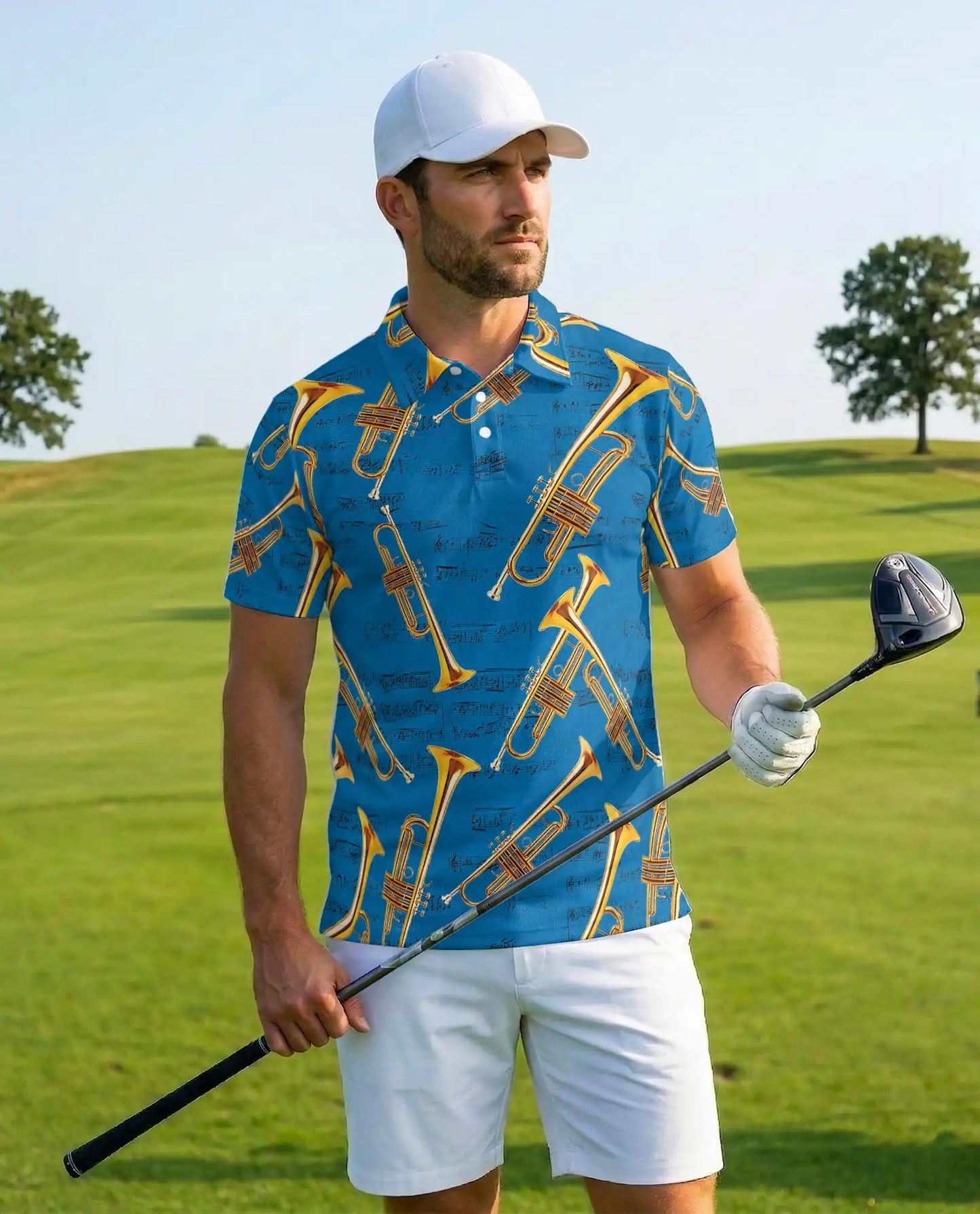 Trumpet Music Polo Shirt - Jazz Band Musician Style | Azhawaiian